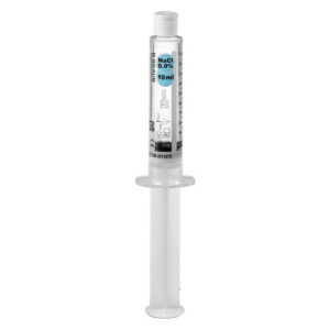 Jeringa Omniflush® B. Braun 10 ml prellenada con solución salina NaCl 0,9 % para lavado de catéteres intravenosos | Caja de 100 uds. | Ref. 36558