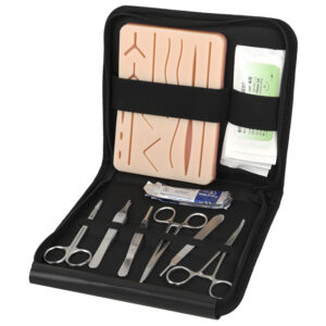 Kit de Entrenamiento de Suturas GIMA 23022 – Simulador de Prácticas con Pad de Silicona, Instrumental de Acero y Suturas (No para uso médico)
