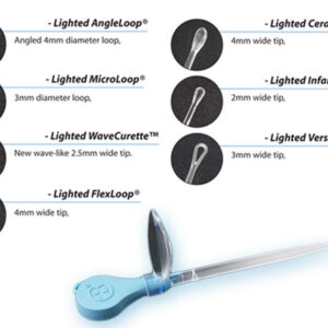 LIGHTED MIXED CURETTES with lens and LED illuminator