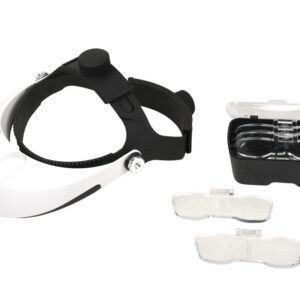 Lupa frontal con iluminación LED y cinta para la cabeza con 5 lentes intercambiables – GIMA (Ref. 31168)