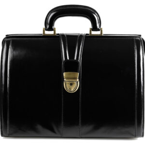 Maletín médico de piel GIMA Prime Valigetta – Bolsa de cuero con fondo rígido y cierre metálico, ref. GM27114 (negro)