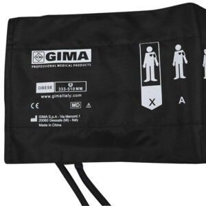 Manguito para Tensiómetro de Paciente Obeso GIMA (Ref. 32841) – 2 Tubos, Nylon Negro, 62 x 17,5 cm · Brazo 34-51 cm