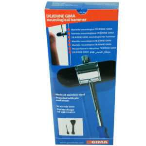 Martillo neurológico Dejerine GIMA 2000 de GIMA – Percutor de reflejos sin látex, color azul, mango de plástico/acero inoxidable con aguja y cepillo, 21 cm (Ref. 31271)