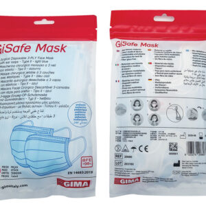 Mascarilla Quirúrgica GISAFE Tipo IIR 3 Capas con Gomas - Filtración BFE 98% (GIMA)