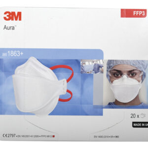 Mascarilla respiratoria 3M™ Aura™ 1863+ FFP3 NR D Tipo IIR – Caja de 20 uds (EN 149 y EN 14683, EPI Cat. III)