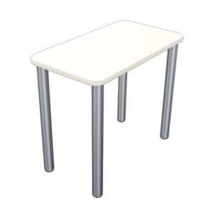 Mesa de habitación GIMA ROOM TABLE – Tablero de aglomerado color marfil con canto perimetral ABS y patas de aluminio con niveladores – Desmontada · 90 x 50 x 75 cm (Ref. 43530)