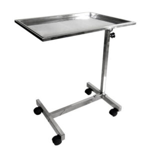 Mesa de Mayo de acero inoxidable con base en H, altura regulable 81-125 cm – GIMA (Ref. 45828)