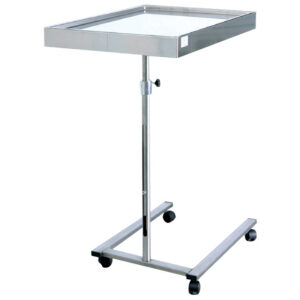 Mesa de Mayo en acero inoxidable forma de U con bandeja extraíble y altura regulable 90-115 cm – GIMA (Ref. 45830)
