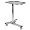 Mesa de Mayo hidráulica en forma de T con bandeja giratoria 360° – Carro de instrumental de quirófano en acero inoxidable AISI 304 (GIMA, Ref. 45835)
