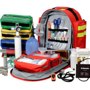 Mochila de Emergencias GIMA 14" con Kit Completo de Urgencias – Mochila Logic 2 Poliéster 600D Rojo, 40×25×47 cm – Ref. 34179