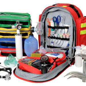 Mochila de Emergencias GIMA 9 con Kit Completo de Primeros Auxilios para Urgencias | Poliéster 600D Rojo | Ref. 34163