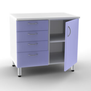 Módulo base doble GIMA para consulta médica | Melamina antirrayaduras y antirreflejo con bordes ABS | 4 cajones + 1 puerta con 2 estantes (41,4 cm) o 2 puertas con 2 estantes (86,4 cm) | Color a elegir | Ref. GM43514 / GM43519