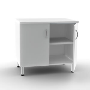 Mueble Base Doble GIMA de Madera con Acabado Melamina Antirrayas – 4 Cajones + Puerta con 2 Estantes, Color Blanco (Ref. GM43510)