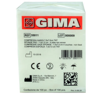 NON WOVEN GAUZE SWABS - 7.5x7.5 cm - 4 plies - 10 packs of 100