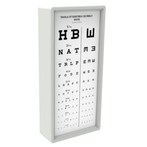 Optotipo MIXED DECIMAL luminoso GIMA – Tabla optométrica retroiluminada de escala decimal mixta para 3 m (pantalla de acrílico) | Ref. 27382 (GM27382)