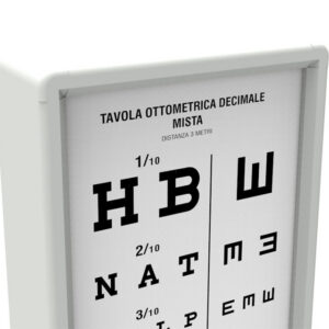 Optotipo MIXED DECIMAL luminoso GIMA – Tabla optométrica retroiluminada de escala decimal mixta para 3 m (pantalla de acrílico) | Ref. 27382 (GM27382)
