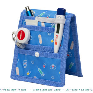 Organizador de Bolsillo para Enfermería GIMA (Pocket Organizer) – Azul Claro, 15 x 12 x 2 cm, con Compartimentos para Bolígrafos, Termómetro y Linternas | Ref. GM27142