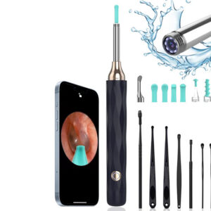 Otoscopio digital con cámara GIMA – Kit de extracción de cerumen con cámara HD 1080P, 6 LED y palas de metal, silicona y plástico (Ref. 31405 / SKU GM31405)