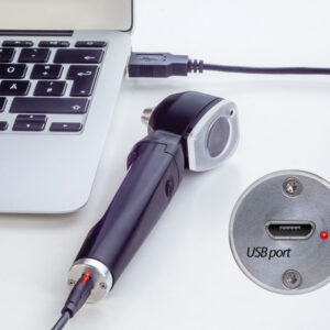 Otoscopio LUXAMED AURIS LED 3,7 V USB recargable – Negro – Anillo LED 10.000 lux, lente 3X y puerto de insuflación (Ref. 31572 · GIMA)