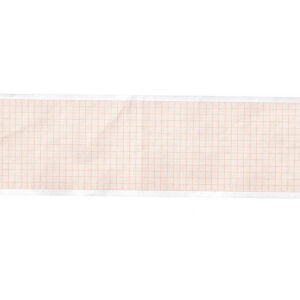 Papel térmico ECG en rollo 80 mm × 25 m con cuadrícula naranja – Libre de fenoles – Compatible EDAN, DIMED e INNOMED – GIMA 32964 (caja de 10 uds.)