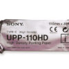 Papel térmico Sony UPP-110HD original de alta densidad (Type II) para videoimpresora médica – Rollo 110 mm × 20 m, formato A6 – Caja con 10 rollos – Ref. 72726