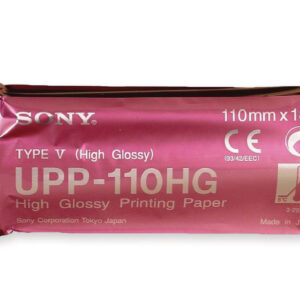 Papel térmico Sony UPP-110HG de alto brillo (Type V) para videoimpresora médica – Rollo 110 mm × 18 m (A6) – Caja de 10 rollos – Ref. GIMA 72727