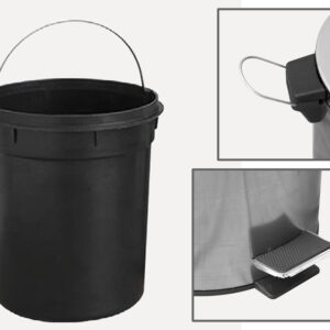 Papelera de pedal de acero inoxidable AISI 410 de 30 litros con asa y cubo interior – GIMA (Ref. GM44903)