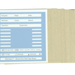 Paquete de Prueba Bowie-Dick 123 x 123 x 16 mm para Control Diario de Autoclaves de Vapor Pre-Vacío – Indicador Químico Tipo 2 (ISO 11140-4 / EN 867-4) – Caja de 20 Unidades (Ref. GIMA 35950)