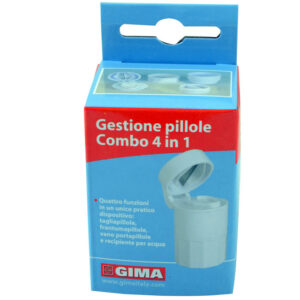 Partidor y triturador de comprimidos COMBO SPLITTER-CRUSHER 4 en 1 – GIMA (Ref. 25766) · Pastillero y vaso dosificador
