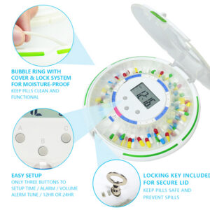 Pastillero dispensador automático inteligente con Bluetooth GIMA (Ref. 25871) – 28 compartimentos, alarma y App Healbox