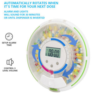 Pastillero dispensador automático inteligente con Bluetooth GIMA (Ref. 25871) – 28 compartimentos, alarma y App Healbox