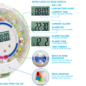 Pastillero dispensador automático inteligente con Bluetooth GIMA (Ref. 25871) – 28 compartimentos, alarma y App Healbox