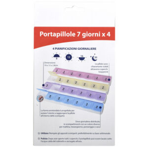 Pastillero semanal 7 días, 4 tomas diarias GIMA Quick Planner – 28 compartimentos translúcidos (Ref. GM41505-F)