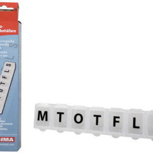 Pastillero semanal de 7 compartimentos translúcido blanco GIMA Ref. 25833 | Organizador de medicación semanal