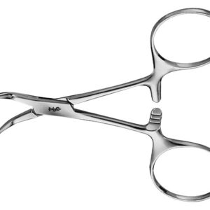 Pinza de campo Backhaus Aesculap curva con puntas afiladas, 11 cm – Ref. BF432R · SKU GM39250 (Instrumental Quirúrgico)