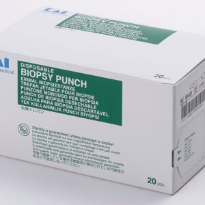 Punch de Biopsia Cutánea Ø 4 mm Desechable – GIMA Línea KAI (Japón), Estéril con Filo de Acero Inoxidable y Mango Acanalado, Caja de 20 uds. (Ref. GM22616)