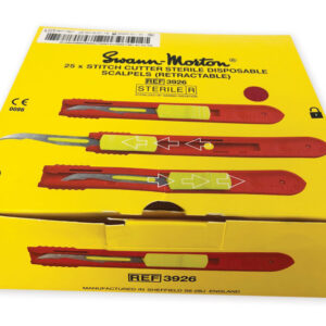 Quita Puntos (Stitch Cutter) Swann-Morton con Hoja Retráctil de Acero Inoxidable – Estéril y Desechable, Caja de 25 uds (Ref. 22450)