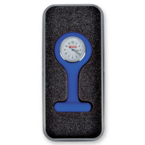 Reloj de Enfermera de Silicona GIMA – Redondo, con Imperdible y Estuche de Aluminio (Blanco) | Ref. GM20410