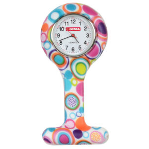Reloj de Enfermería de Silicona Redondo con Imperdible – Cronómetro de Pulso, Frecuencia y Tiempos de Esterilización – Marca GIMA | Ref. GM20400-F