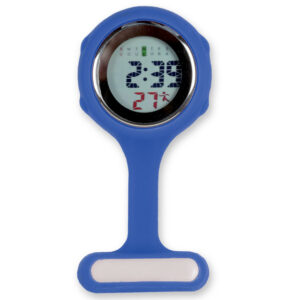 Reloj digital de enfermería de silicona GIMA con pin de seguridad – Cronómetro para pulso, latidos y esterilización, color azul | Ref. 20480