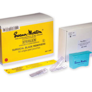 Retirador de hojas de bisturí estéril Swann-Morton (Ref. 22455) – Extracción segura para mangos n.º 3 y n.º 4 – Caja de 50 uds