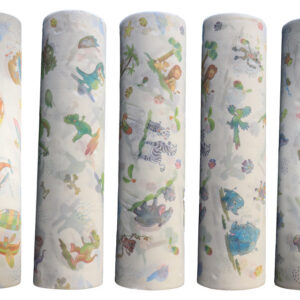 Rollo de Papel de Camilla Pediátrico GIMA, Microgofrado 2 Capas con Decoración, 50 cm x 46 m – Caja de 9 Rollos con 5 Motivos (Ref. 27423)