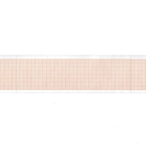 Rollo de papel térmico ECG 50 mm × 25 m con cuadrícula naranja – Compatible CAREWELL, DIMED y EDAN – GIMA ref. 32963 (caja de 20 uds.)
