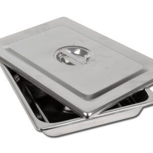 S/S INSTRUM. TRAY WITH LID - 355x254X50 mm