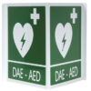Señal DAE-AED de aluminio de doble cara 34x36 cm para desfibriladores · GIMA (Ref. 35327)