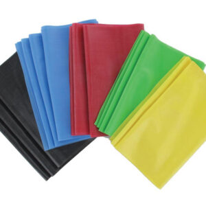 Set de 5 bandas elásticas de ejercicio sin látex 1,5 m x 14 cm – 5 niveles de resistencia (GIMA, Ref. 47007)