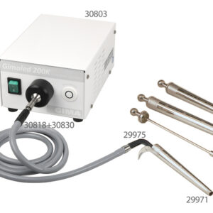 Set de Amnioscopia Completo GIMA – 3 Tubos de Acero con Obturador de 12, 16 y 20 mm (200 mm) con Pinza de Luz y Adaptador (Ref. 29970)
