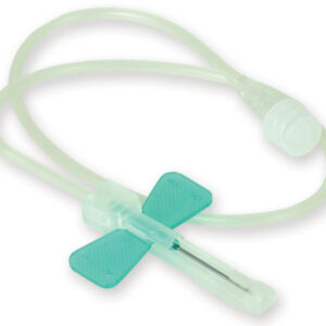 Set de infusión con alas de seguridad tipo mariposa (Safety Scalp Vein Set) 21G Luer Lock – Aguja 0,8 x 19 mm – Verde – Estéril – GIMA (Ref. 23774) | Caja de 100 uds