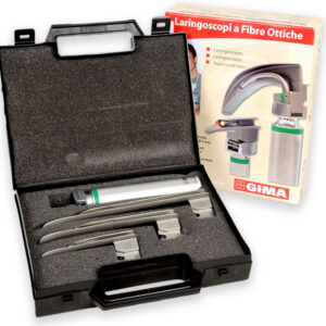 Set de Laringoscopio GIMA GREEN F.O. Doctor – 3 palas Miller n.º 1, 2 y 3 con mango recargable xenón/halógeno 2,5 V (Ref. 34455)