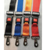 SET OF 4 SAFETY BELTS WITH KOOK - polyester 4 colours - end with hook, metal buckle